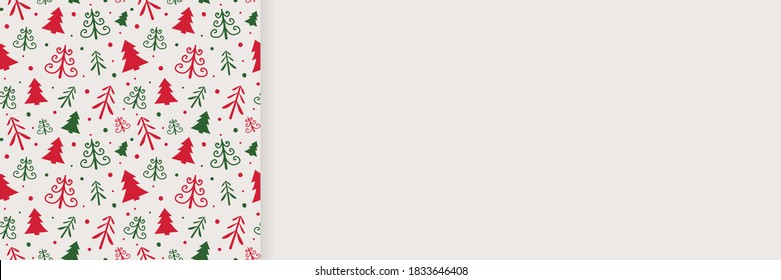 Template of Christmas banner with festive trees. Vector