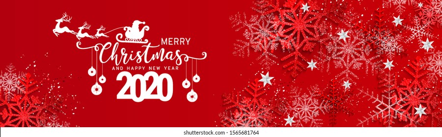 Template of a Christmas banner for websites and social networks with snowflakes. Vector illustration.