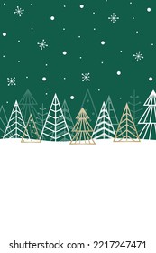 Template of Christmas card with abstract trees. Vector illustration