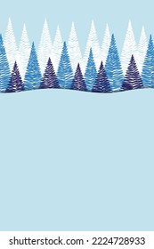 Template of Christmas card with abstract trees. Vector illustration