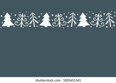 Template of Christmas card with festive trees. Vector