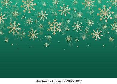 Template of Christmas card with golden snowflakes. Vector illustration