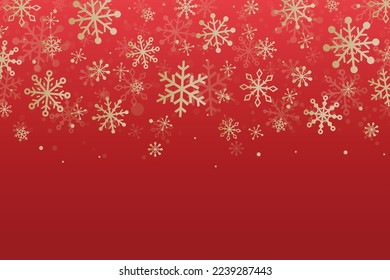 Template of Christmas card with golden snowflakes. Vector illustration