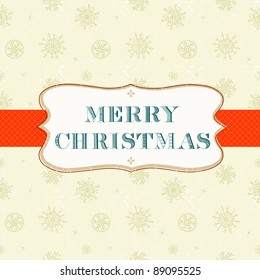 Template Christmas card with lable on Seamless pattern background