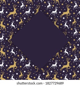 Template of Christmas card with reindeers. Vector