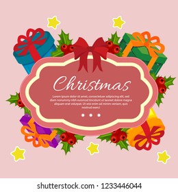 template christmas with cartoon box