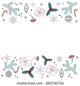 Una plantilla con elementos de Navidad en un fondo blanco