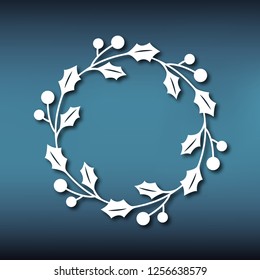 Template christmas frame for laser cutting. Vector illustration in paper style. 