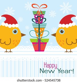 Template Christmas greeting card with a rooster, vector illustration