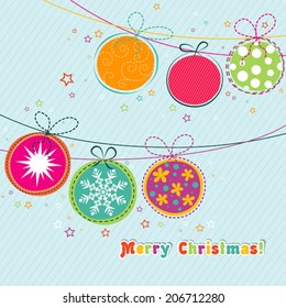 Template Christmas greeting card, vector illustration