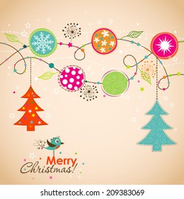 Template Christmas greeting card, vector illustration
