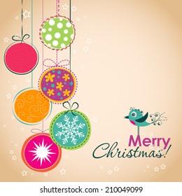 Template Christmas greeting card, vector illustration
