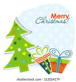 Plantilla tarjeta de felicitación de Navidad, ilustración vectorial