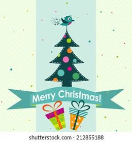 Plantilla tarjeta de felicitación de Navidad, ilustración vectorial