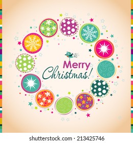 Template Christmas greeting card, vector illustration