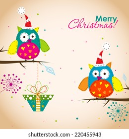 Template Christmas greeting card, vector illustration