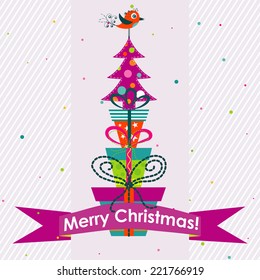 Template Christmas greeting card,  vector illustration