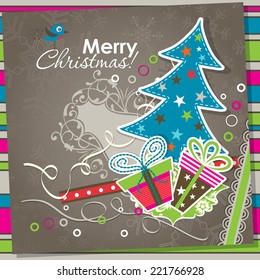 Template Christmas greeting card,  vector illustration