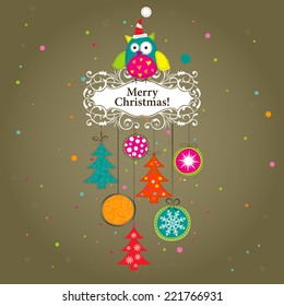 Template Christmas greeting card,  vector illustration