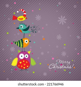 Template christmas greeting card, vector illustration