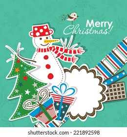 Template christmas greeting card, vector illustration