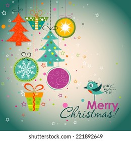 Template Christmas greeting card, vector illustration