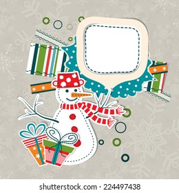Plantilla tarjeta de felicitación de Navidad, ilustración vectorial