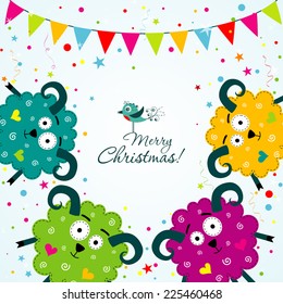 Plantilla tarjeta de felicitación de Navidad, ilustración vectorial