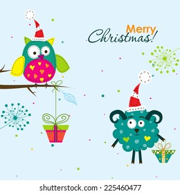 Plantilla tarjeta de felicitación de Navidad, ilustración vectorial