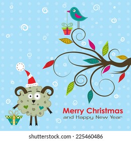 Plantilla tarjeta de felicitación de Navidad, ilustración vectorial