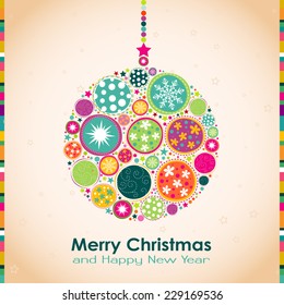 Template Christmas greeting card, vector illustration