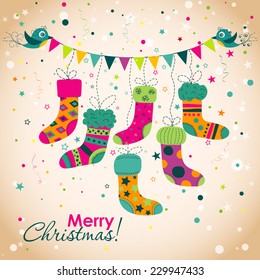 Template Christmas greeting card, vector illustration