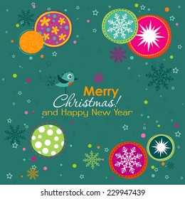 Plantilla tarjeta de felicitación de Navidad, ilustración vectorial