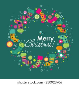 Template Christmas greeting card, vector illustration