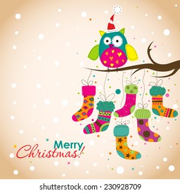 Template Christmas greeting card, vector illustration