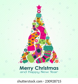 Plantilla tarjeta de felicitación de Navidad, ilustración vectorial