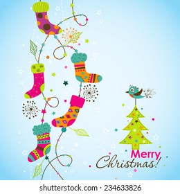 Template Christmas greeting card, vector illustration