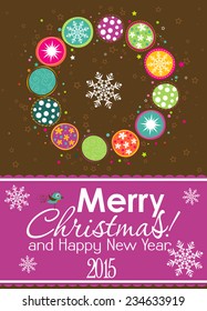 Template Christmas greeting card, vector illustration