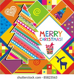 Template christmas greeting card, vector illustration