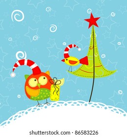 Template christmas greeting card, vector illustration