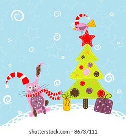 Tarjeta de felicitación de navidad de plantilla, ilustración vectorial