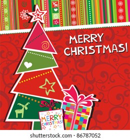 Template Christmas greeting card, vector illustration