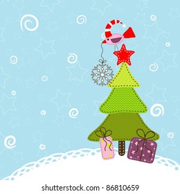 Template christmas greeting card, vector illustration
