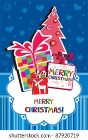 Template Christmas greeting card, vector illustration