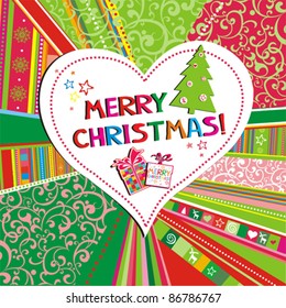 template for Christmas greetings card,  Vector Illustration