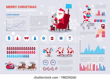 Template Christmas Infographics Set Winter Holiday Poster Design Vector Illustration
