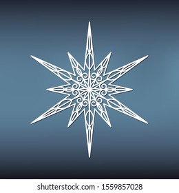 Template of christmas star for laser cutting. Winter pattern for design. Silhouette cut file. Star of bethlehem. Stencil for window decor. Vector stock illustration.