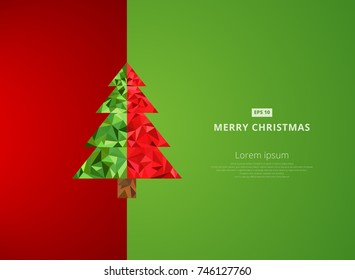 Template christmas tree red and green background with copy space, Vector illustration