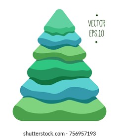 template. Christmas tree, spruce. The colored layers. a postcard tree. decoration for home and storefront spruce. flat Sticker. Label.