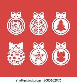 Template Christmass icon decorations for cutting